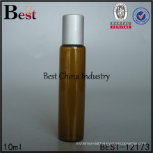 beautifol 10ml flat amber essential oil glass roll on bottle matte silver cap
